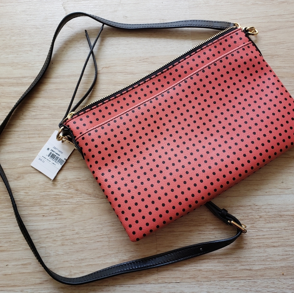 Fossil Pink/ Coral Polka Dot Handbag